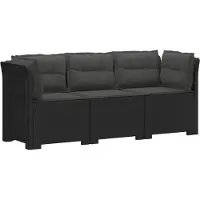 vidaXL : Canapé de jardin 3 places avec coussins, imitation rotin, polypropylène, anthracite
