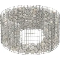 Relaxdays , gabion rond, pour jardin surélevé, panier en pierre, fil de 3,5 mm, plantable, hauteur x diamètre : 40 x 90 cm, mur de gabions, acier, argenté