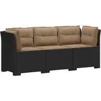 vidaXL : Canapé de jardin 3 places avec coussins, imitation rotin, polypropylène, anthracite