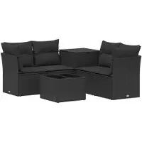 vidaXL Ensemble de salon de jardin 6 pièces, noir, en résine tressée et en acier