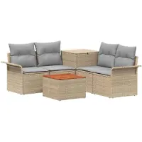 vidaXL Ensemble de canapés , 6 pièces, couleur beige et gris clair, pour 4 personnes