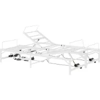 vidaXL Lit électrique réglable, structure blanche, 140 x 190 cm, en acier