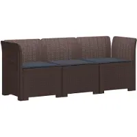 vidaXL : Canapé de jardin 3 places avec coussins, imitation rotin, en polypropylène, couleur marron