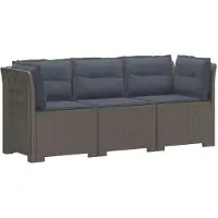 vidaXL : Canapé de jardin 3 places avec coussins, imitation rotin, plastique PP, gris clair