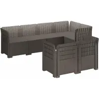 vidaXL : Canapé de jardin pour 7 personnes, imitation rotin, plastique PP, gris clair