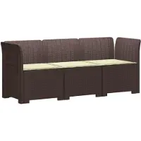 vidaXL : Canapé de jardin 3 places avec coussins, imitation rotin, en polypropylène, couleur marron