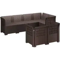 vidaXL : Canapé de jardin pour 7 personnes, imitation rotin, en plastique PP, couleur marron