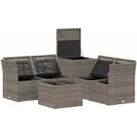 vidaXL Ensemble de salon de jardin , 6 pièces, gris et bleu marine, en résine tressée et en acier