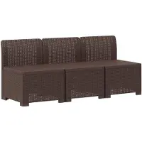 vidaXL Canapé de jardin pour 3 personnes, imitation rotin, plastique PP, couleur marron