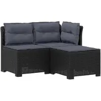 vidaXL : Canapé de jardin 3 places avec coussins, imitation rotin, polypropylène, anthracite