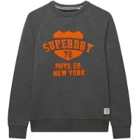 Superdry pour homme. M2014553A Sweat Felt Applique Relaxed gris (S), Casuel, Coton