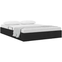 vidaXL Coffre de lit avec espace de rangement, noir, 140 x 200 cm, revêtement en tissu