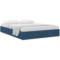 vidaXL Coffre de lit avec espace de rangement, bleu, 140 x 200 cm, tissu