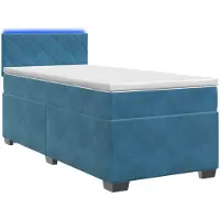 vidaXL Lit à lattes avec sommier, matelas et éclairage LED bleu, 90 x 200 cm, revêtement en velours