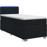 Syfax Lit avec sommier tapissier, matelas et éclairage LED, dimensions 90 x 200 cm, revêtement en tissu