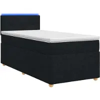 Syfax Lit Boxspring avec matelas Noir 100 x 200 cm Tissu