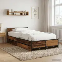 Prolenta Maison Exclusive - Cadre de lit avec tête de lit en bois ancien 80 x 200 cm, aggloméré