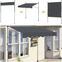 OEM Parasol anthracite de 350 cm - Protection UV et imperméable, idéal pour balcon, terrasse et jardin