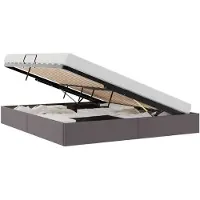 vidaXL Coffret de lit avec rangement, gris, 180 x 200 cm, similicuir