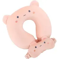OEM Coussin de voyage avec masque de sommeil - Soutien-tête pour voyage - Voyage confortable - Conception ergonomique à 360° - Rose