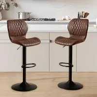 Sonstiges Tabourets de bar avec dossier, pivotants à 360°, réglables en hauteur, revêtus en similicuir PU, couleur marron, lot de 2