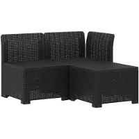 vidaXL Canapé de jardin pour 3 personnes, imitation rotin, plastique PP, anthracite