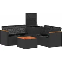 vidaXL Ensemble de salon , 6 pièces, noir et crème, en résine tressée et en acier
