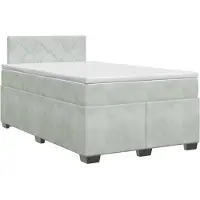 Syfax Lit Boxspring avec matelas gris clair 120 x 200 cm velours