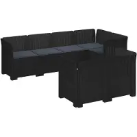 vidaXL : Canapé de jardin pour 7 personnes avec coussins, imitation rotin, plastique PP, couleur anthracite