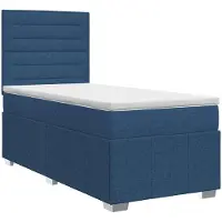 vidaXL Lit boxspring avec matelas avec tête de lit bleu 100 x 200 cm Tissu