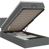 Syfax Banc coffre Ottoman avec matelas, couleur gris foncé, 90 x 200 cm, revêtement en tissu
