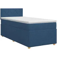 Syfax Lit boxspring avec matelas avec tête de lit bleu 90 x 200 cm tissu