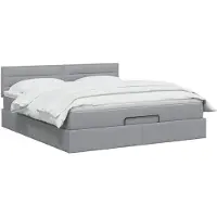 vidaXL Coffre de lit avec matelas et éclairage LED, gris clair, 140 x 190 cm, tissu