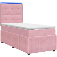 vidaXL LED Sommier tapissier avec matelas rose 90 x 190 cm velours