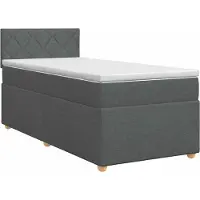 Syfax Lit boxspring avec matelas gris foncé 90 x 190 cm Tissu