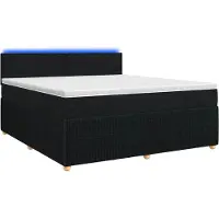 Syfax Lit Boxspring avec matelas Noir 180 x 200 cm Tissu
