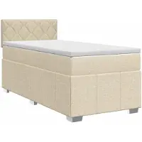 Syfax Lit Boxspring avec matelas Crème 100 x 200 cm Tissu