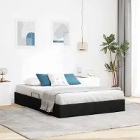 Prolenta Lit coffre design, couleur noire, dimensions 140 x 200 cm, revêtement en tissu