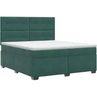 vidaXL Lit boxspring avec matelas vert foncé 160 x 200 cm velours