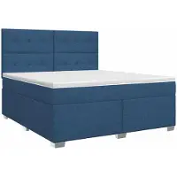 Syfax Lit boxspring avec matelas avec tête de lit bleu 140 x 190 cm Tissu