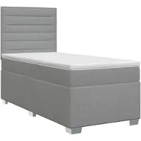 vidaXL Lit à lattes avec sommier et matelas, avec tête de lit, gris clair, une place, revêtement en tissu