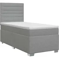 Syfax Lit boxspring avec matelas gris clair 90 x 190 cm Tissu