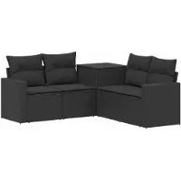 vidaXL Ensemble de salon , 5 pièces, noir, en résine tressée et en acier
