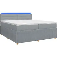 Syfax Lit Boxspring avec matelas gris clair 200 x 200 cm Tissu