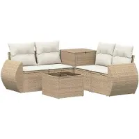 vidaXL Ensemble de salon , 6 pièces, beige et crème, en résine tressée et en acier