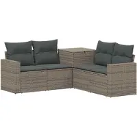 vidaXL Ensemble de salon de jardin , 5 pièces, gris et gris foncé, en résine tressée et en acier