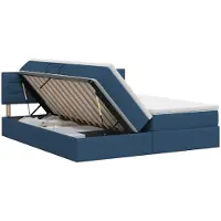 vidaXL Lit de rangement avec tête de lit, 2 pièces, bleu, similicuir