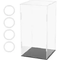 OEM Vitrine acrylique transparente de 16x16x30,5 cm - Idéale pour l'auto-assemblage, étanche à la poussière, parfaite pour les figurines d'action et les objets de collection avec base noire