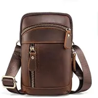OEM Sac bandoulière en cuir confortable pour hommes, pochette compacte pour téléphone portable, sac bandoulière pratique et sac à main vertical.