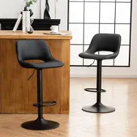 Sonstiges Ensemble de 2 tabourets de bar, réglables en hauteur, avec dossier, de couleur noire